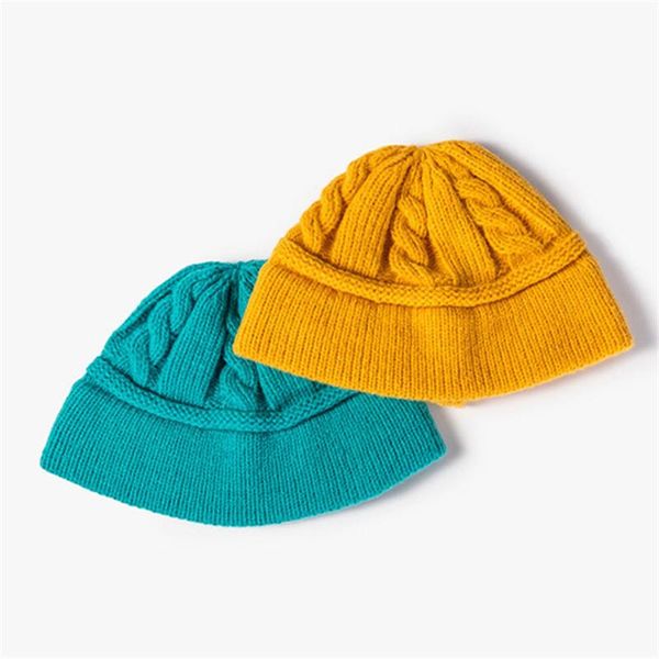 

beanies women solid color fashion casual twisted woolen hat winter thicken warm outdoor knitted bonnet cap 2021