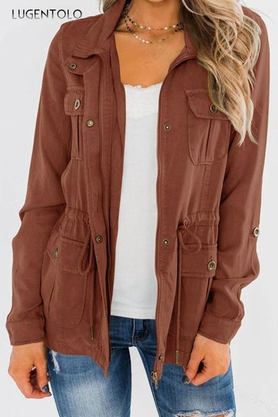 

women's jackets women jacket fashion lapel casual zipper cardigan coats long sleeve button female autumn street, Black;brown