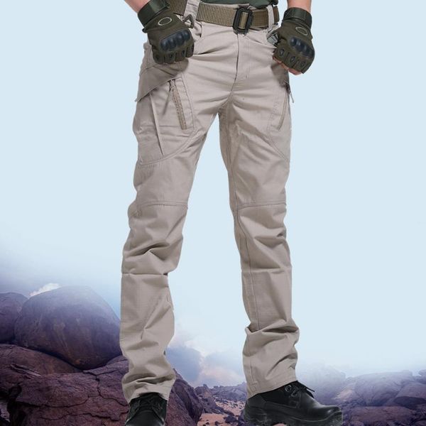 

men's pants city tactical cargo classic outdoor hiking trekking army joggers pant camouflage military multi pocket trousers, Black