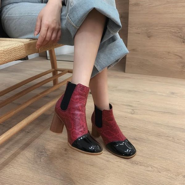 

boots big size9 10 11-17 women shoes ankle for ladies woman winter patchwork leopard print round head, Black