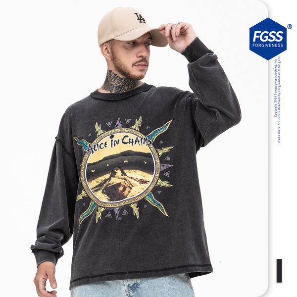 

hoodie fleeces sweater hoody men's wear | 2021 autumn and winter new fashion hip hop rock wash old high street long sleeve t-shirt, Black