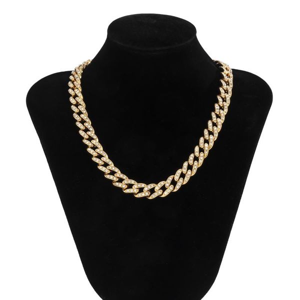 

chains thick chain hip hop necklace for women simple vintage crystal rock geometric fashion punk metal gift wholesale, Silver