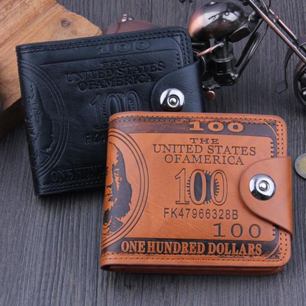 

dollar bill wallet brown leather bifold po short slim male purses money holders wallets, Red;black
