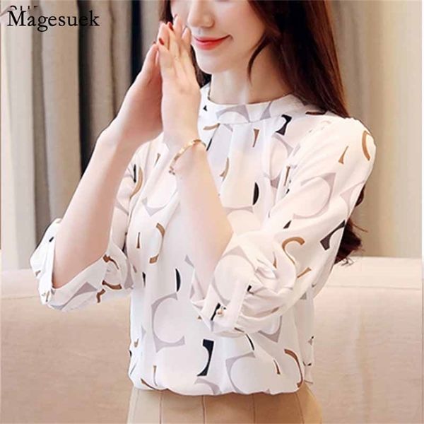 

print chiffon blouse women shirts white office ladies blusas mujer de moda womens and s 2480 210518