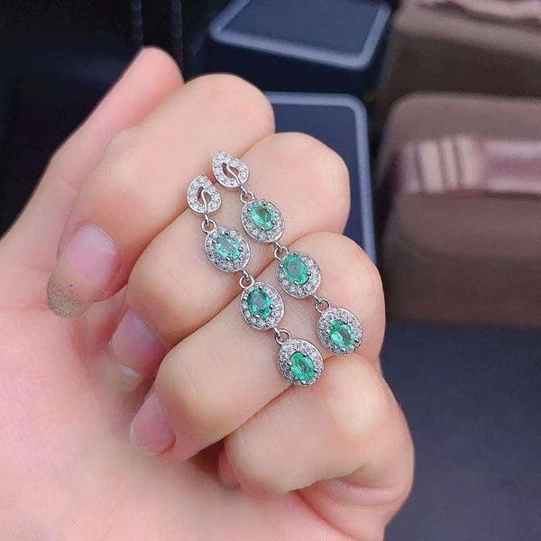 

dangle & chandelier yulem jewelry luxury emerald drop earrings for wedding 100% natural eardrop 925 silver gift woma