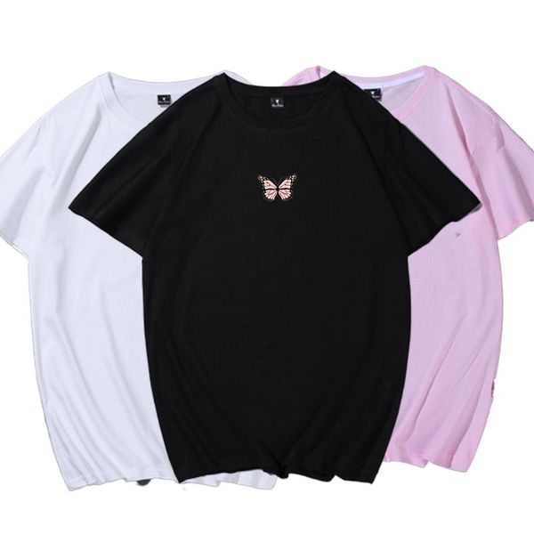 

women's t-shirt summer tshirt women cute butterfly cartoon graphic print harajuku shirt oversized t shirts short sleeve cotton ropa muj, White