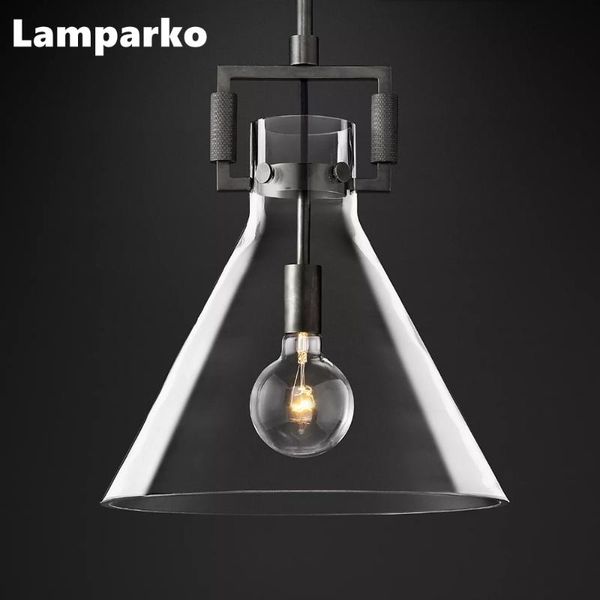 

pendant lamps machinist glass funnel 10" chrome modern chandelier lighting led black hanging light fixture for kitchen island bedroom