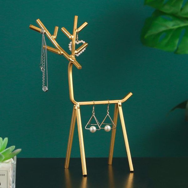 

craft metal deer figurine jewelry display rack necklace ring pendant bracelet organizer holder stand tray storage other home decor