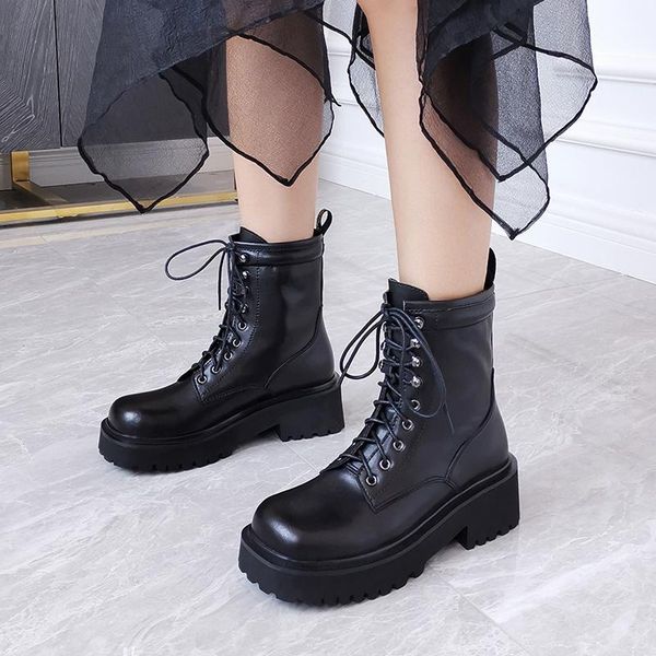 

dress shoes 2021 autumn winter thick bottom joker chunky single boot female fashion personality ankle x486, Black