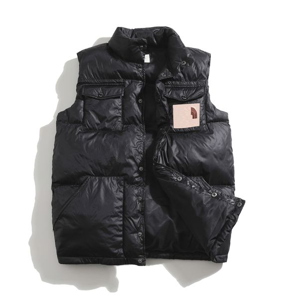 

monclair flocking logo down jacket men and women france tide brand cotton vest hooded drawstring vests m-xxxl, Black