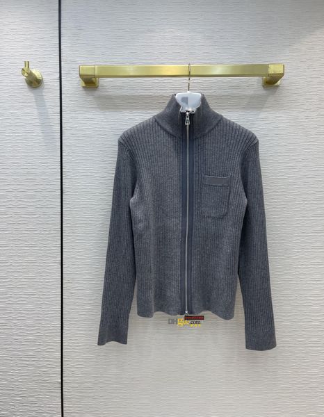 Milan Pist Sweaters Sonbahar Stand Yakası Uzun Kollu Baskı Kadın Süveteri Yüksek Son Jacquard Hırka Tasarımcı Giysileri