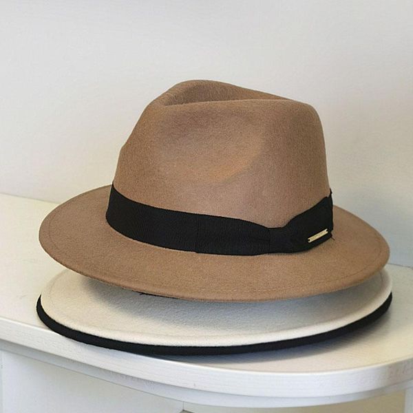 

wide brim hats 100% wool warm fedora for men women panama white khaki black belt band winter hat party wedding, Blue;gray