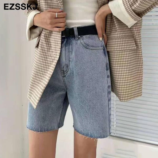 

women's jeans 2021 summer high waist shorts half pants black denim five-point, Blue