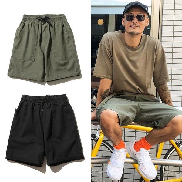 

men's shorts casual cargo 2021 summer hong kong style ins trendy simple straight cotton loose five-point sweat pants, White;black