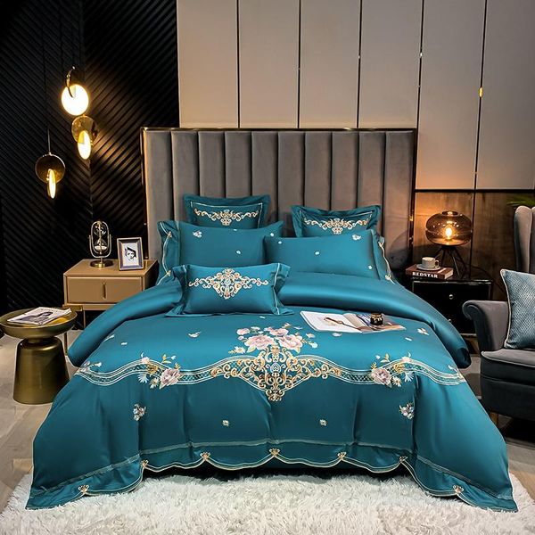 

bedding sets luxury flowers gold embroidery cotton set solid color home duvet cover bedspread bed sheet pillowcases mattress