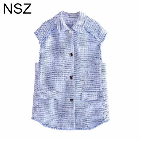 

women's vests nsz women texture tassel oversized tweed vest large size loose sleeveless jacket coat fashion ladies tank waistcoat 2021, Black;white