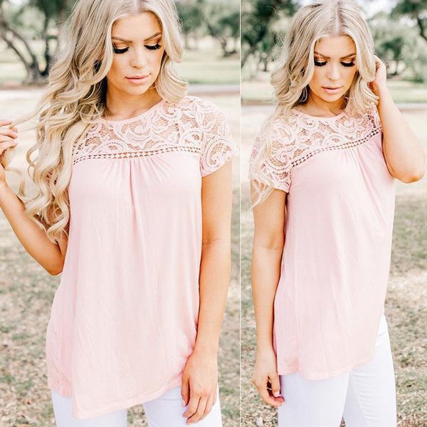 

womens shirt women v-neck summer lace vest short sleeve blouse casual tank, White