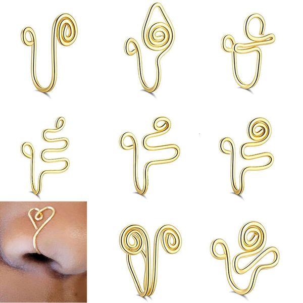 

stainless steel false nose ring vacuum electroplating puncture jewelry non perforated nose ring titanium steel clip