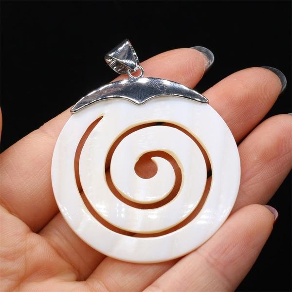 

charms -selling boutique natural shell pendant round high-quality fashion jewelry for making diy necklace accessories size 45x45mm, Bronze;silver