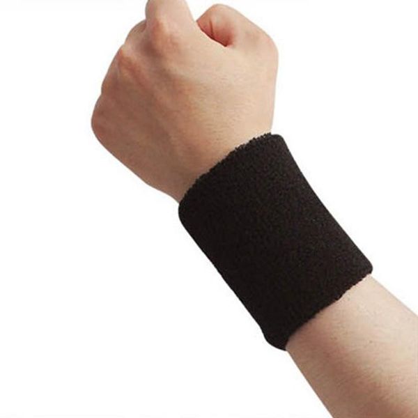 

wrist support 1 pc cotton wristbands sport sweatband hand band sweat brace wraps guards gym volleyball basketball equipment, Black;red