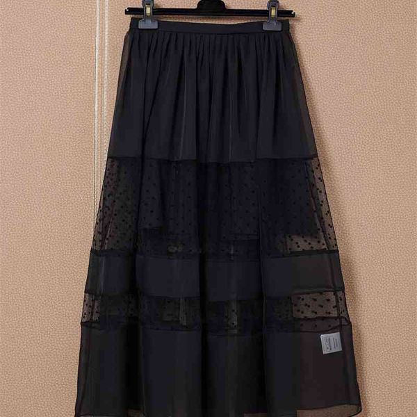 

truevoker summer runway designer party skirt women hepburn black lace midi long lady perspective patchwork 210602