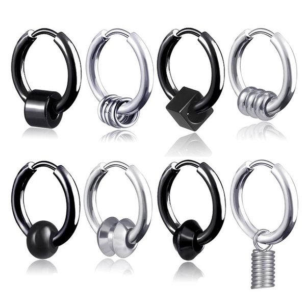 

hoop & huggie 2021 style street hip hop earrings men's korean student personality trendy fashion simple, Golden;silver