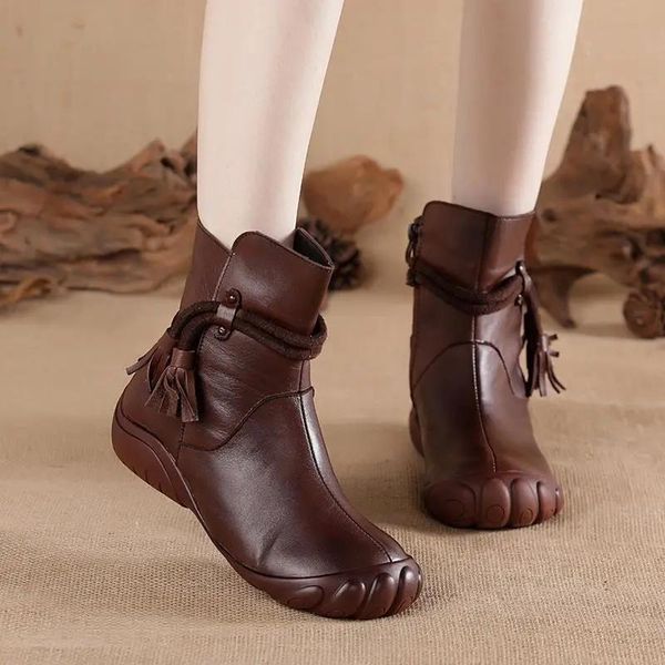 

boots retro ethnic style high-women's soft-soled flat short cotton shoes 2021 winter plus velvet warm, Black