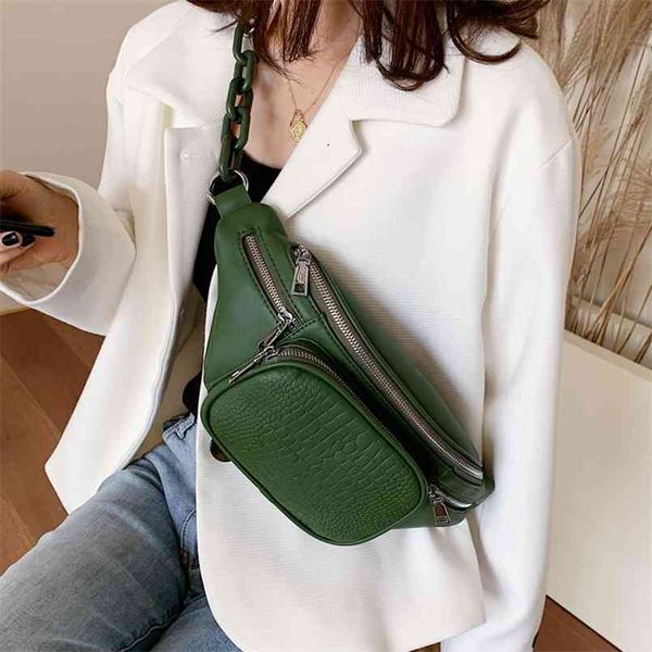 

fashion bags for women stone pattern pu leather chain waist bananka leisure fanny pack satchel belly band belt 210911