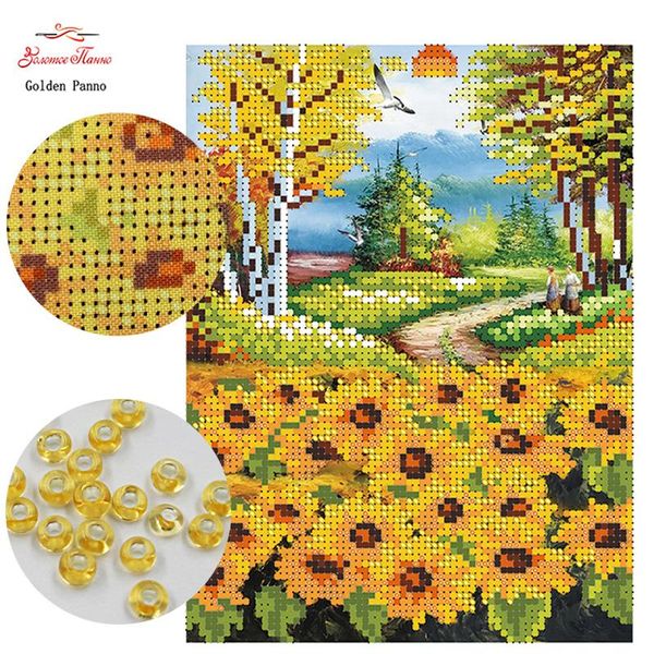 

diamond painting golden panno,needlework diy bead cross stitch printed embroidery precise scenic pattern stitching sunflower 0502