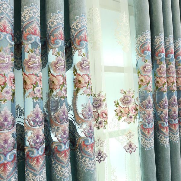 

cashmere chenille embroidered curtain hollowed-out curtains for bedroom luxury living room home decor & drapes