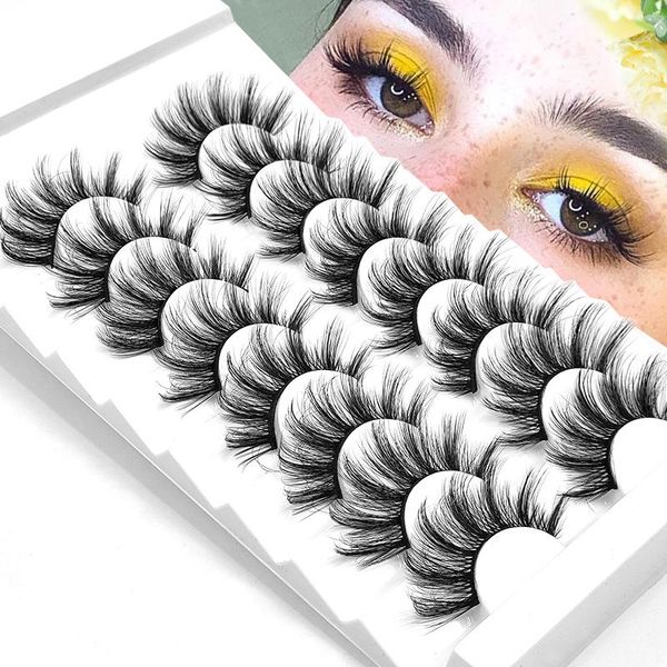 

false eyelashes 5/8 pairs natural fluffy 3d 5d fake wispy faux mink dramatic volume eyelash extension for makeup