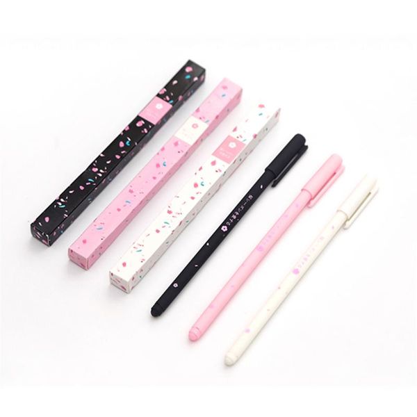 

2pcs romantic sakura gel pens 0.38mm black ink signature pen kawaii stationery school office writing supplies kids gifts