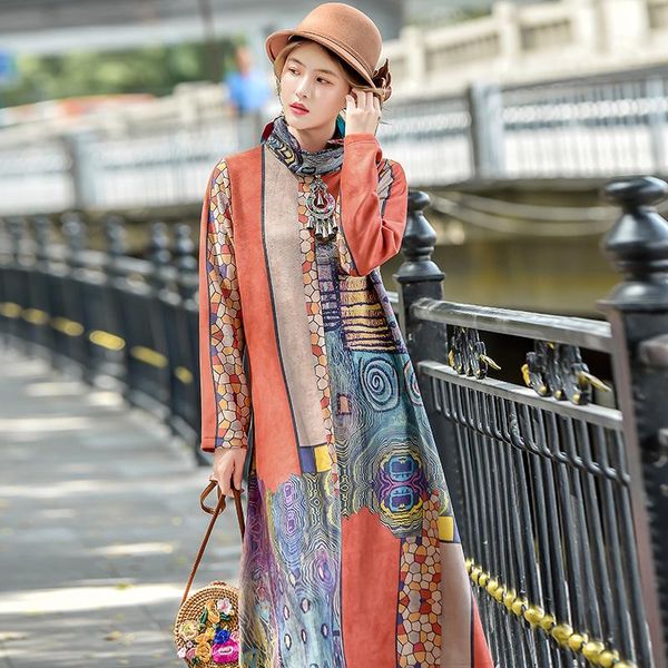 

casual dresses retro women's o-neck party girl's summer season print national style clothing lady a-line mid-calf houthion, Black;gray