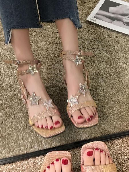 

dress shoes sandals female fairy wind 2021 summer and korean version of the wild lady ins tide high heel thick fashion roman, Black