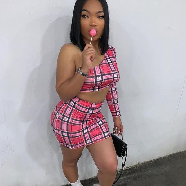 

women's jumpsuits & rompers plaid skirt and set crop woman skirts two piece summer women outfits, Black;white