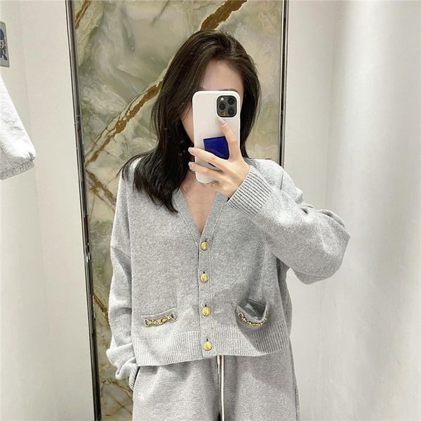 

women's knits & tees short v-neck knitted cardigan 20021 autumn winter casual loose lazy long sleeve sweater women, White