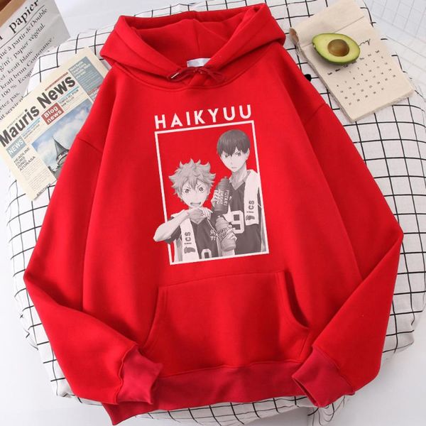 

men's hoodies & sweatshirts japan anime haikyuu hinata and kageyama print streetwear men women pullovers harajuku funny hip hop hoody, Black