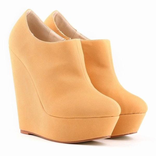 

dress shoes loslandifen women platform elegent high heels suede ankle boots wedges us 5, Black