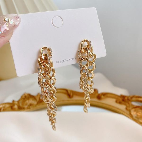 

tassel chain earrings in europe and america stud, Golden;silver
