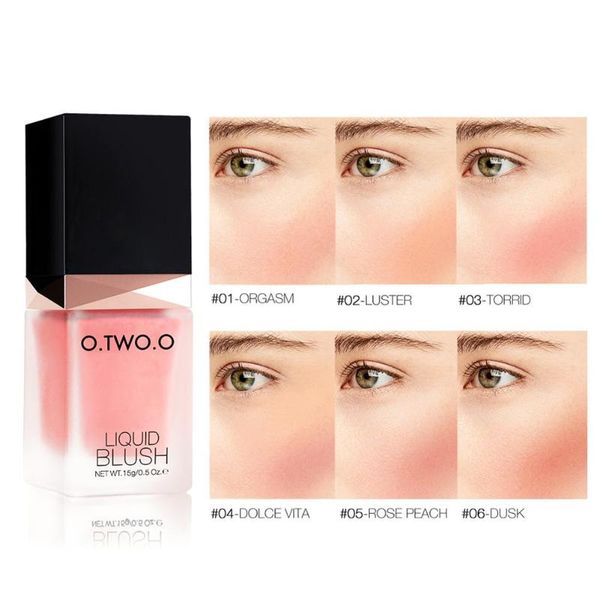 

blush o.two.o 6 color face blusher glitter liquid silky lasting natural cheek rouge cosmetic professional contour shadow