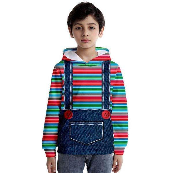 

men's hoodies & sweatshirts sling strap 3d printed hoodie taking the role of children in autumn and winter leisure thin cashmere, Black