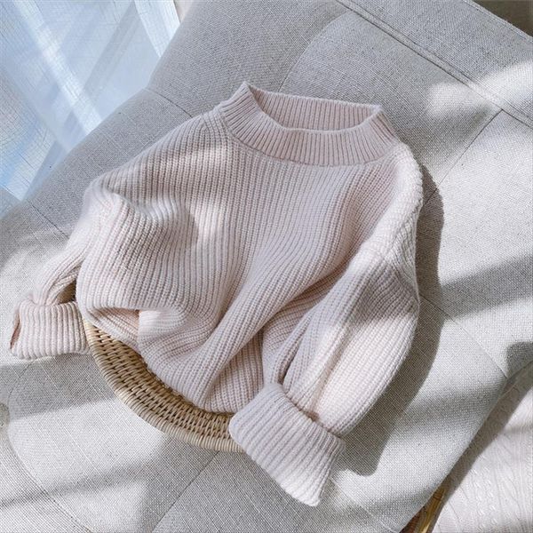 

newborn baby girl boy knitted long sleeve autumn winter sweater solid loose pullover casual kids clothes 0 6y, Blue