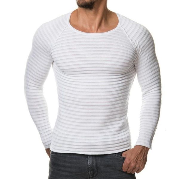 

men's sweaters autumn long sleeve pullover sweater men vertical stripes solid slim fit knitting woolly casual o neck causal whiter, White;black