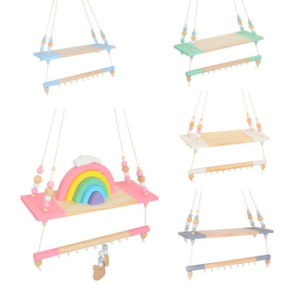 

nordic style colorful beads tassel wooden wall shelf clapboard decoration children room kids clothing store display stand other home decor