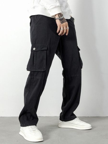 

men flap pockets cargo jeans s13d#, Blue