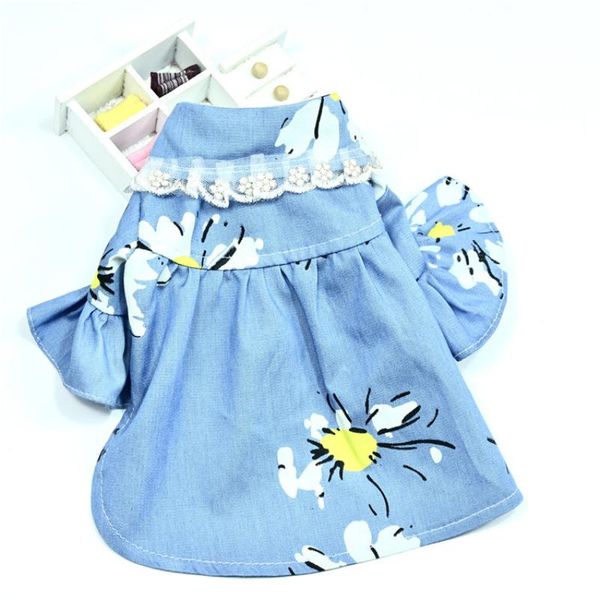 

dog apparel summer denim shirt coat cat puppy small clothes yorkshire pomeranian maltese schnauzer poodle bichon frise clothing 2021