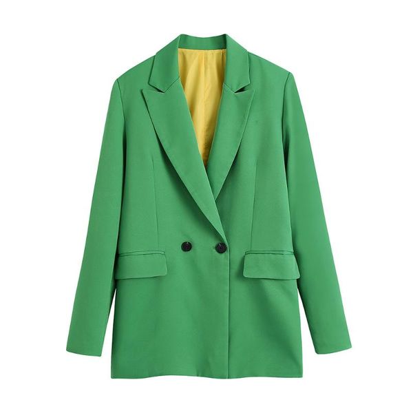 

women's suits & blazers jacket women 2021 autumn fashion notched lapel long sleeve casual blazer pockets double breasted elegant suit, White;black