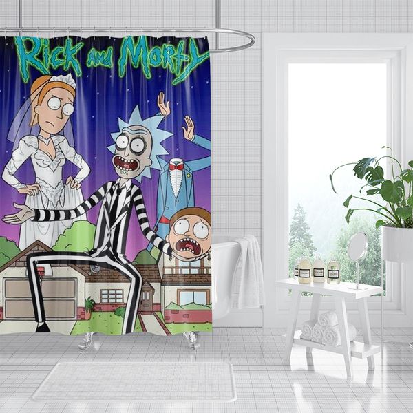

family animated character pattern 3d printed shower curtain waterproof, antifouling, durable, fine workmanship