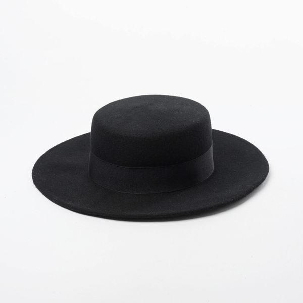 

fashion big hat korean autumn and winter woolen flat shopping leisure ribbon decorative felt, Blue;gray