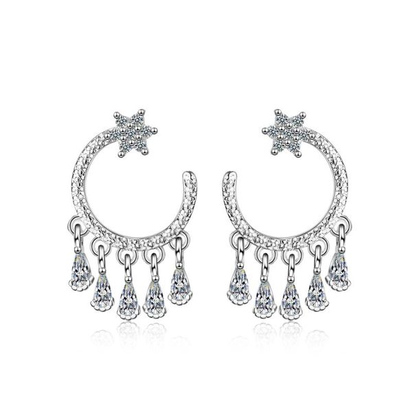 

stud luxury crystal girl earrings for women accessories vintage 925 sterling silver female birthday jewelry lady, Golden;silver